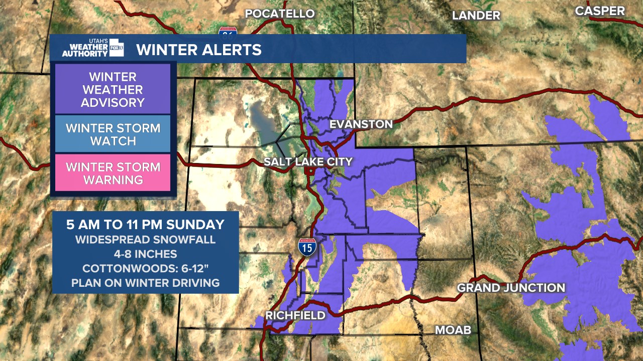 Winter Weather Advisory issued for Utah’s mountains this Sunday