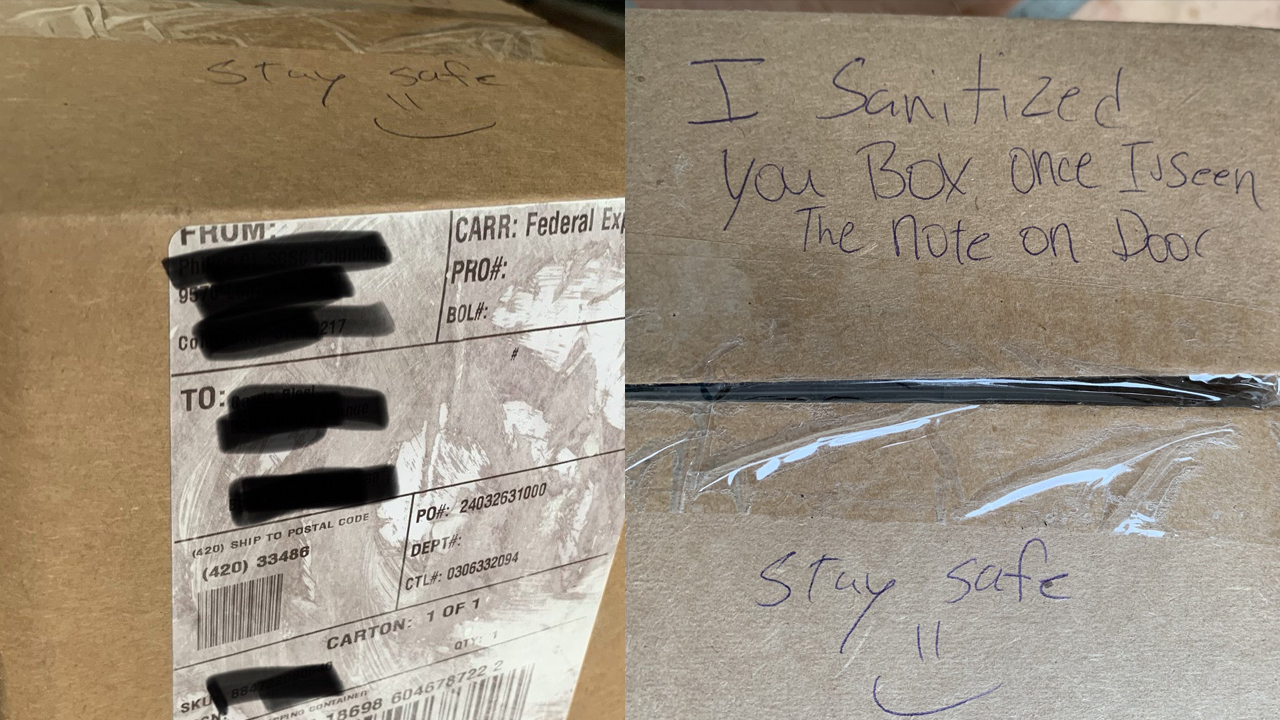 Note written on FedEx box.
