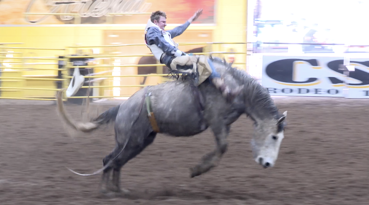 A member of the CSI rodeo team takes a practice ride ahead of the CSI Intercollegiate Rodeo in Twin Falls