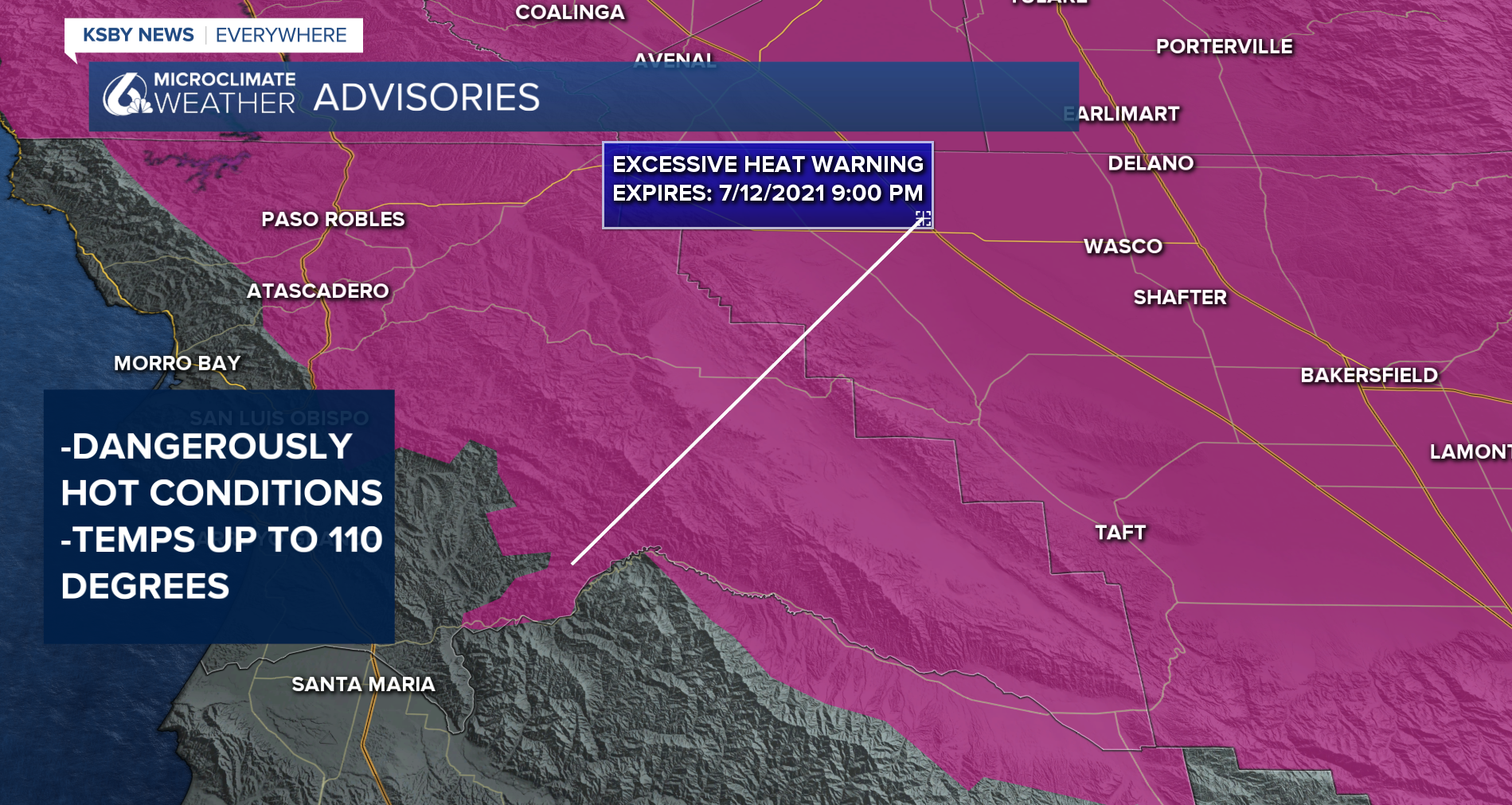 Excessive Heat Warning And Heat Advisories In Place For Central Coast Interiors