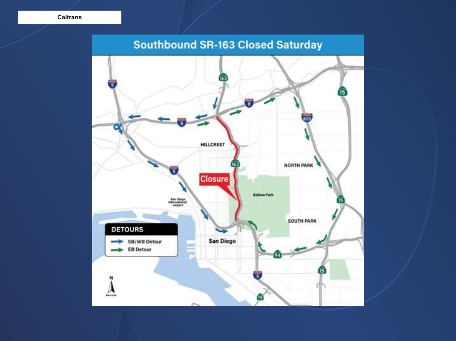 southbound sr-163 closed saturday 