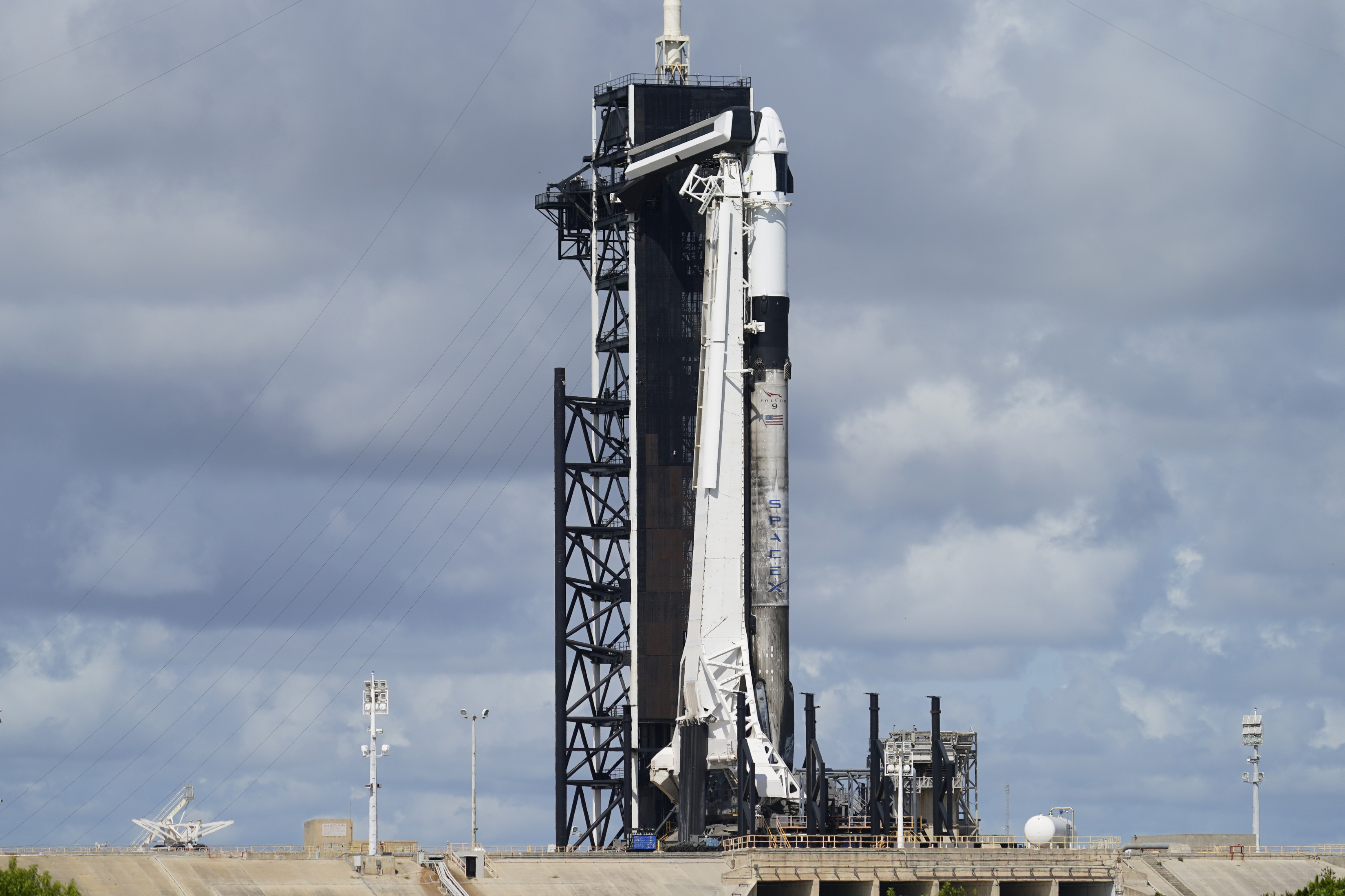 SpaceX Falcon 9 on launch pad at Cape Canaveral, Sept. 15, 2021