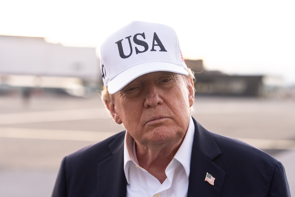 President Donald Trump speaks with reporters before boarding Air Force One at Shannon Airport, Sunday, Sept. 13, 2026, in Shannon, Ireland.