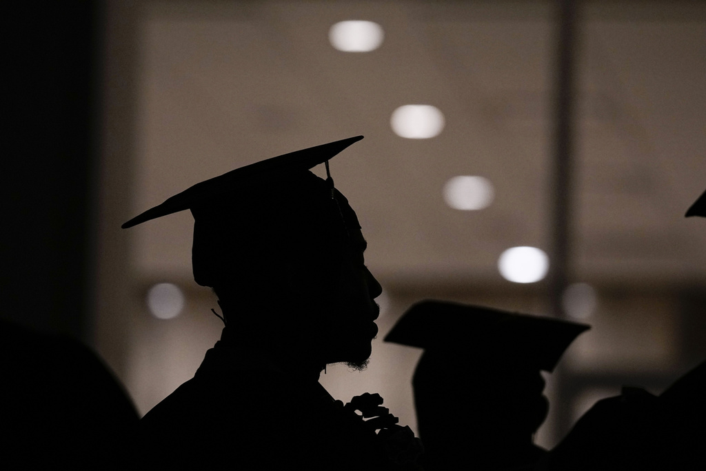  A Morehouse College student lines up before the school commencement.