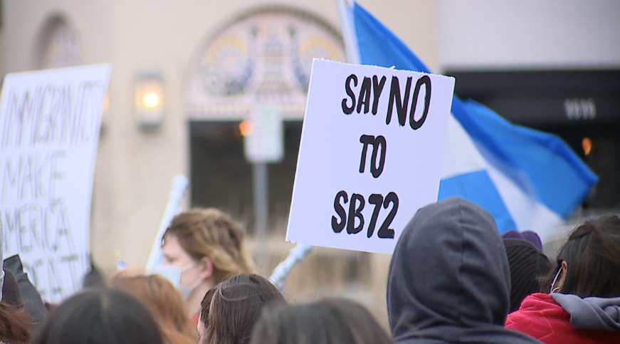 Group protest SB 72 Saturday