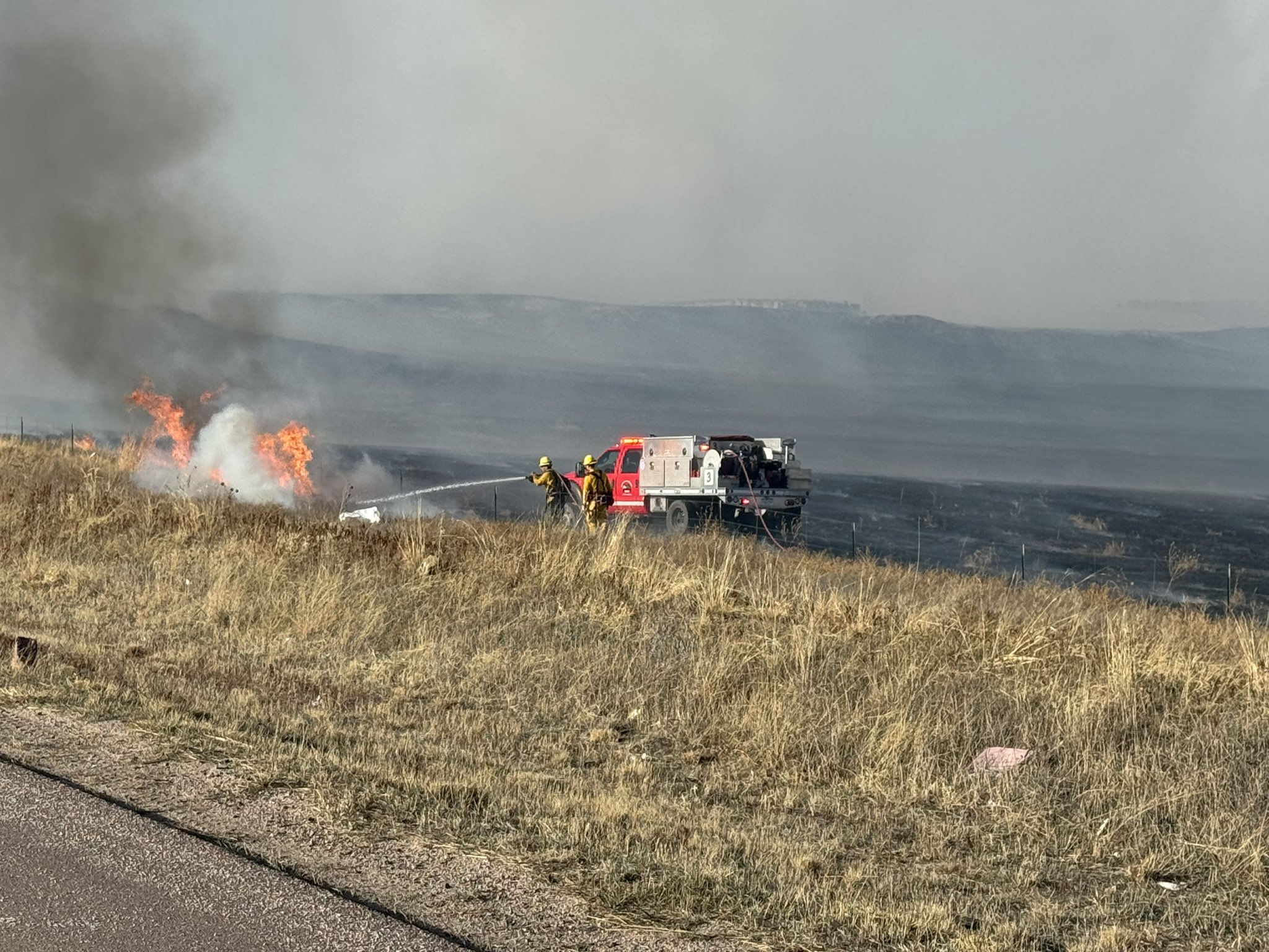 Colorado Springs Fire Department battles grassfire