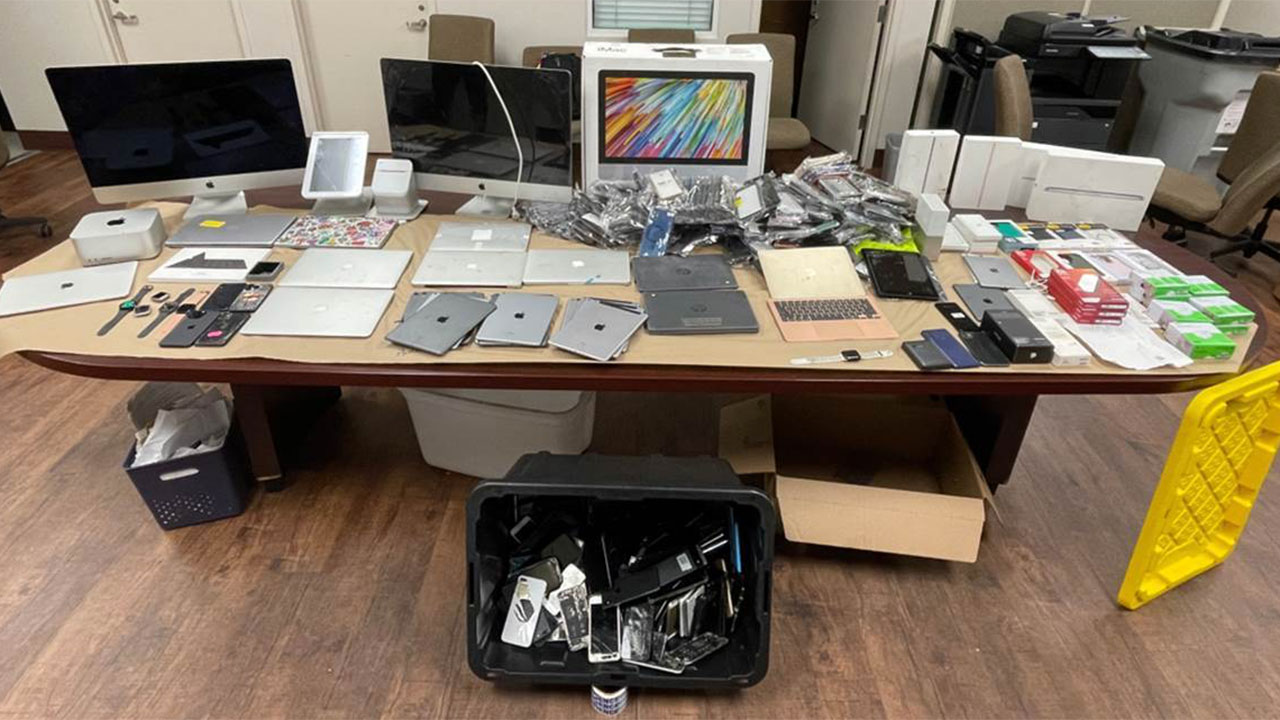 The Palm Beach County Sheriff's Office said the theft ring focused on packages designated for T-Mobile retail locations where the company reported substantial losses beginning in July 2024. By Oct. 8, 2024, the losses amounted to about $504,000.