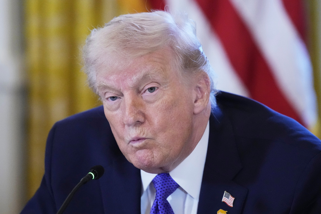 President Donald Trump attends a meeting with oil executives in the East Room of the White House, Friday, Jan. 9, 2026, in Washington. 