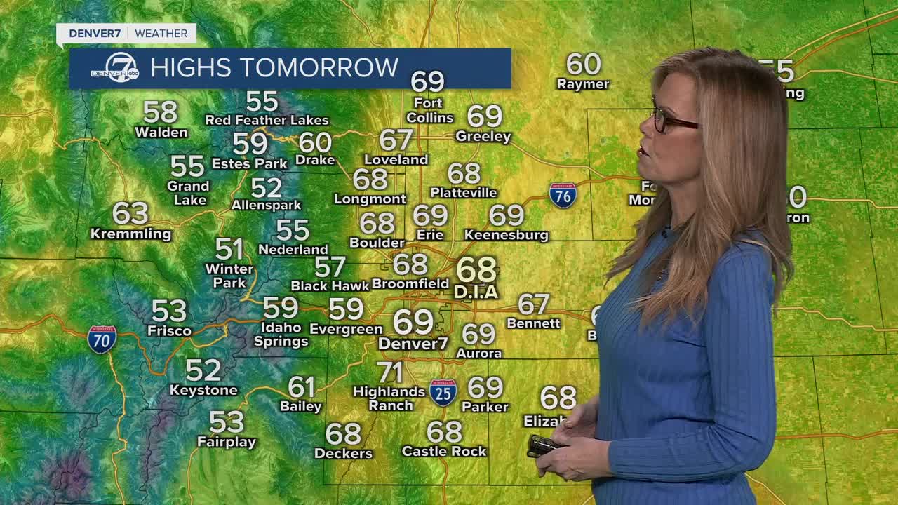Highs for Front Range on Monday