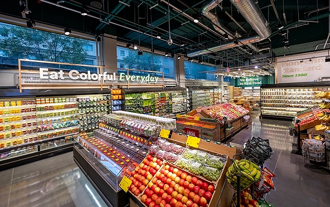 Inside of a small-format Whole Foods.