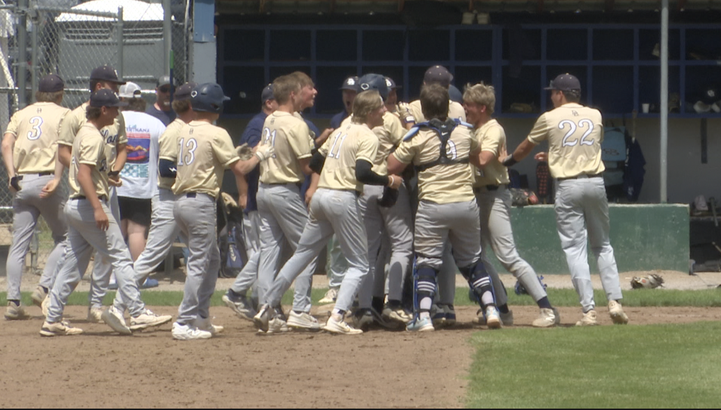 Dillon Baseball celebrates semifinal win at O'Malley Park, Polson, Friday, May 29, 2026