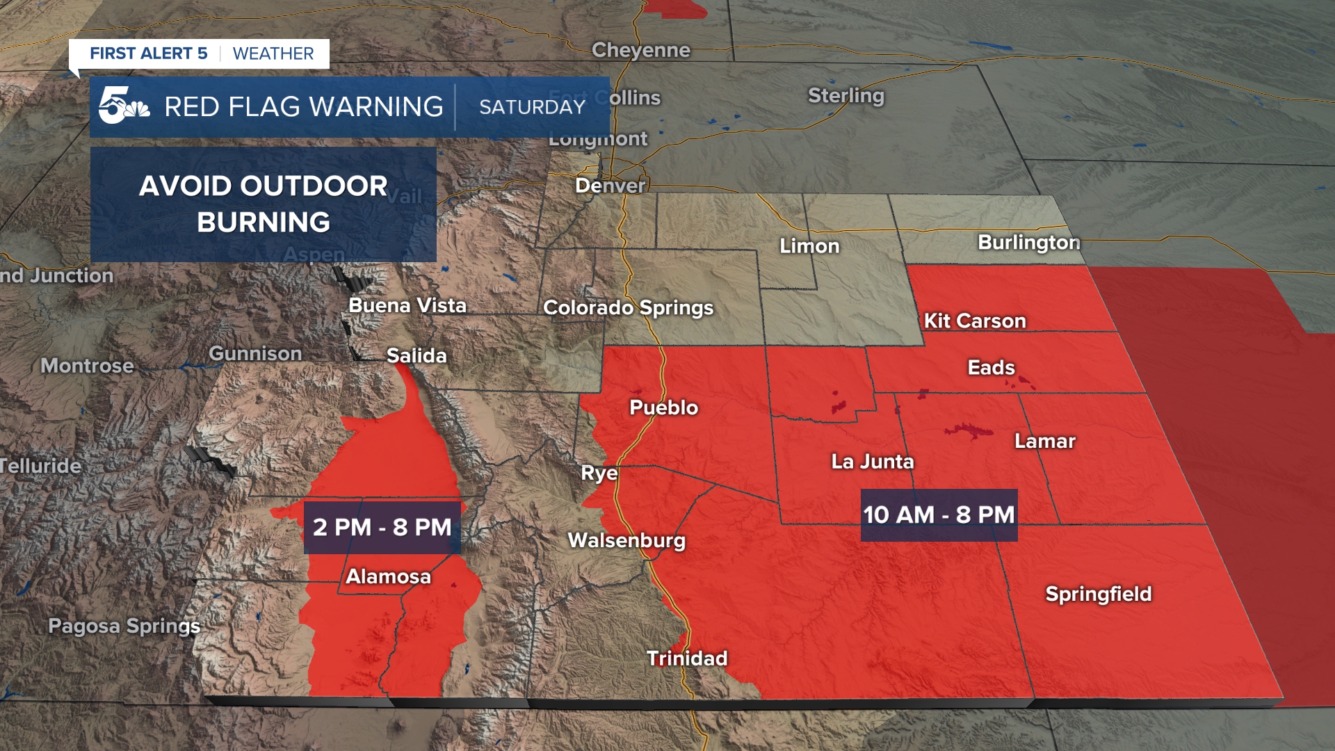 Southern Colorado Red Flag Warnings on Saturday