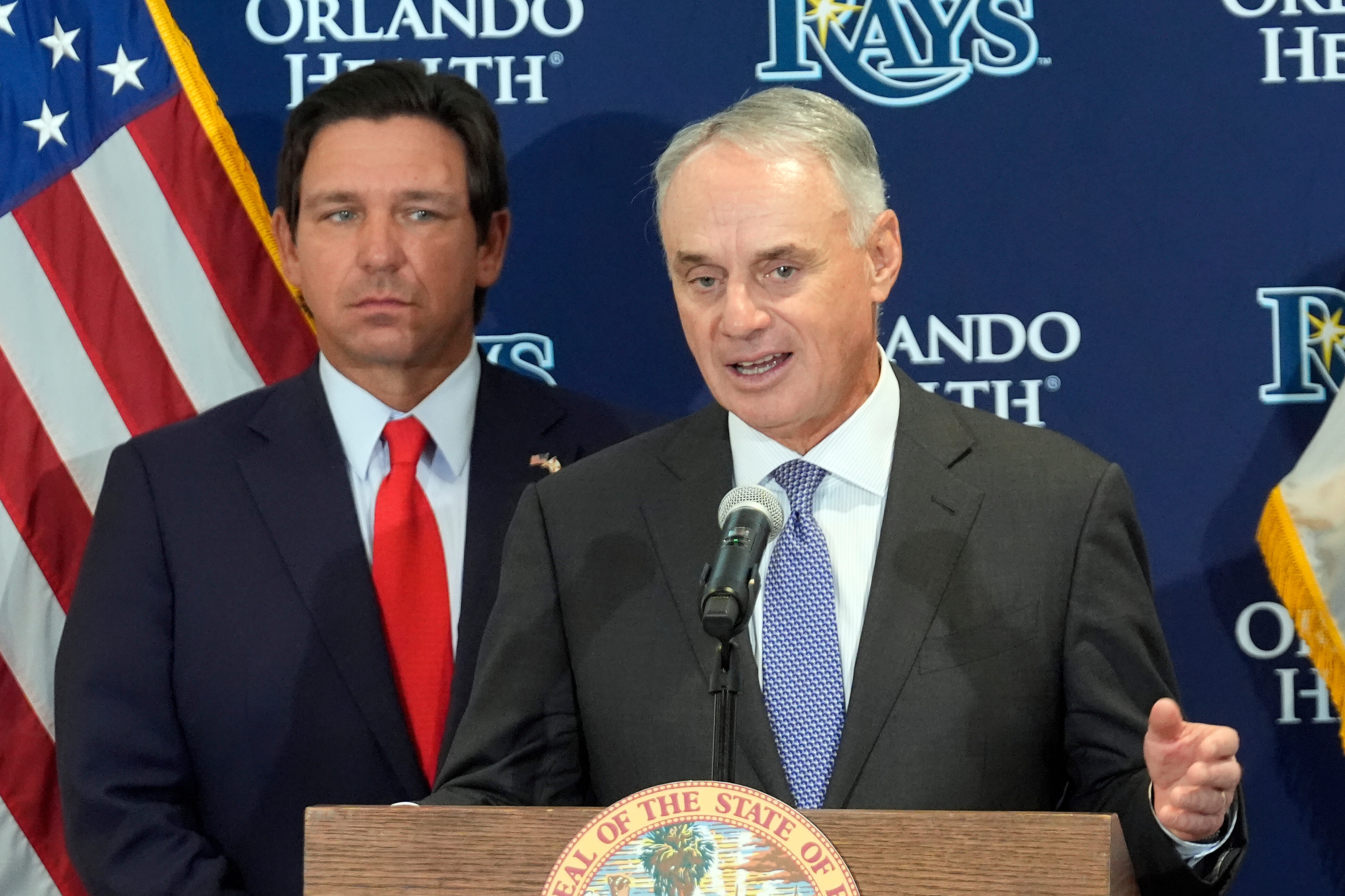 Ron DeSantis Tampa Bay Rays Rob Manfred Hillsborough College