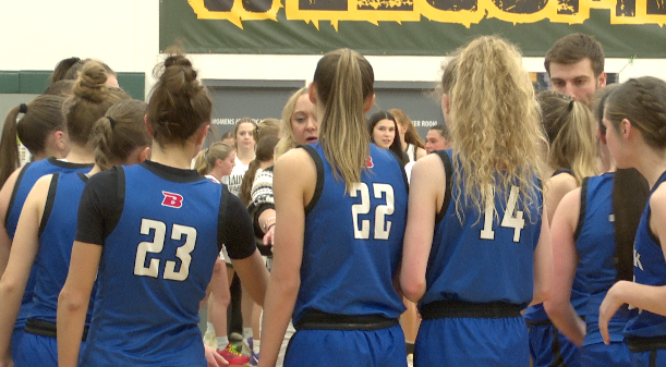 Bigfork Valkyries huddled up after 51-17 win against Whitefish