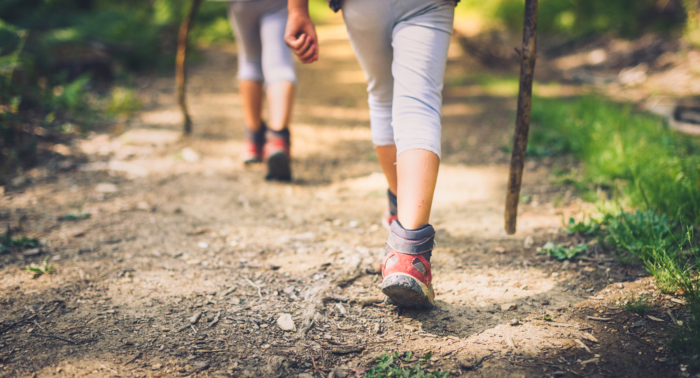 Two girls hiking
