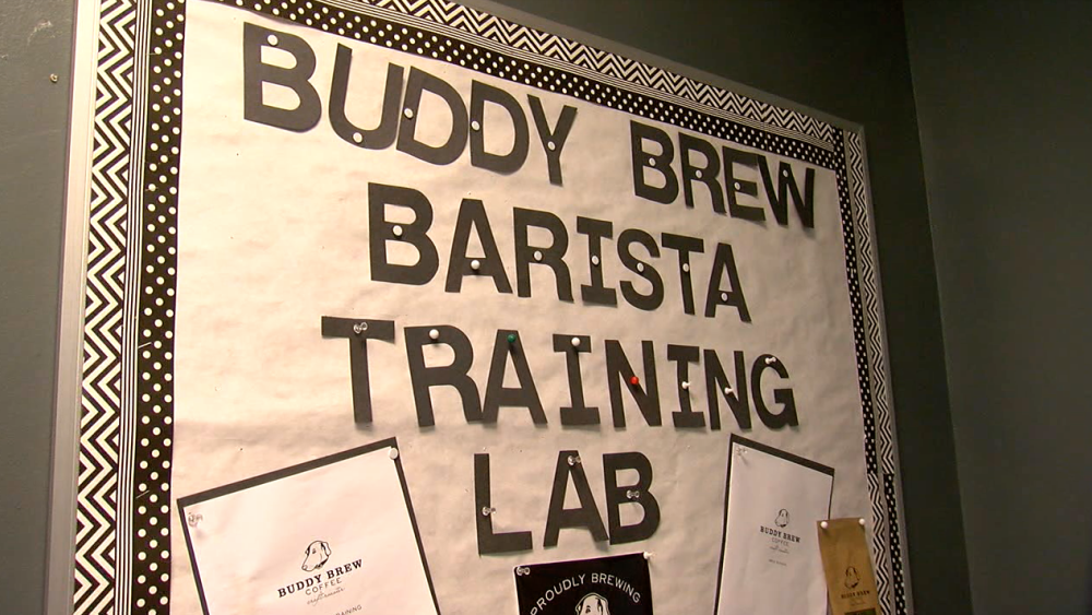 Buddy Brew Barista Training Lab sign