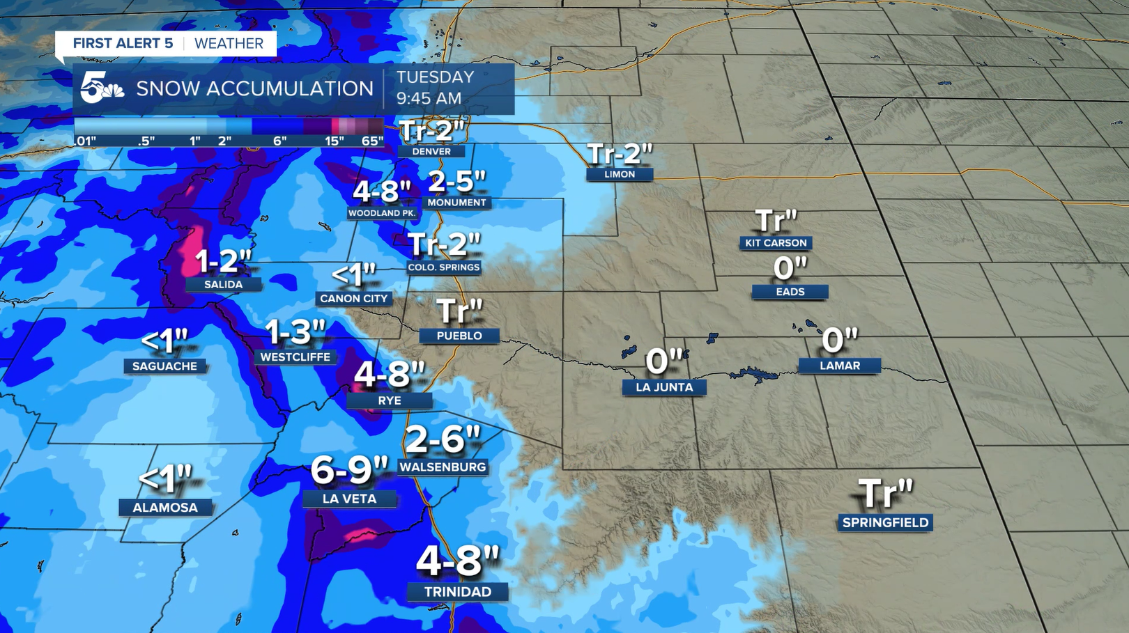 Snow Totals for Monday, November 4th