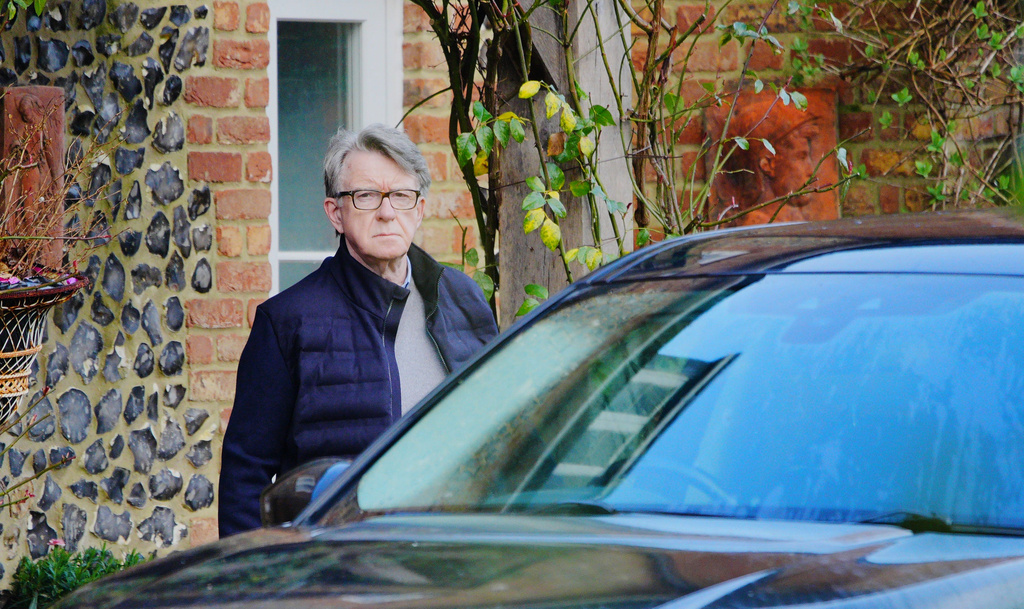 Peter Mandelson leaving his home in Wiltshire, England, Friday, Feb. 20, 2026. 