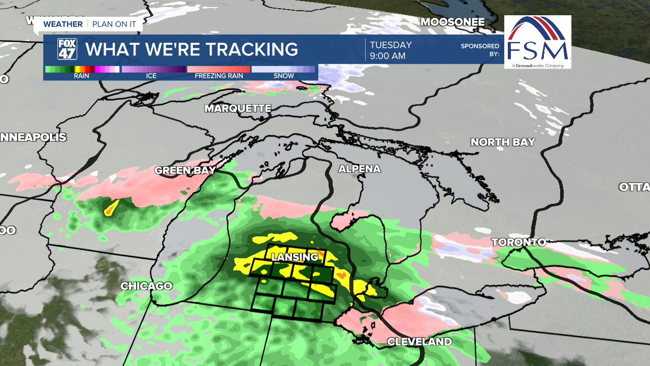 Tuesday morning brings rain showers as well as a chance for freezing rain which could bring slick spots to the morning commute