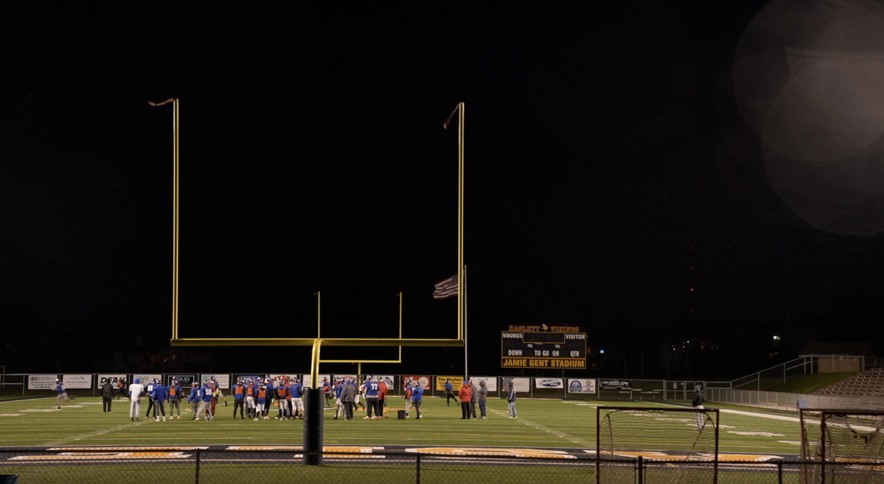 Mason varsity football practicing at Haslett High School for MHSAA semifinals