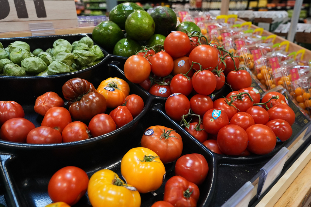 Produce, which is covered by the USDA Supplemental Nutrition Assistance Program (SNAP), is displayed for sale at a grocery store in Baltimore, Monday, Nov. 10, 2025. 