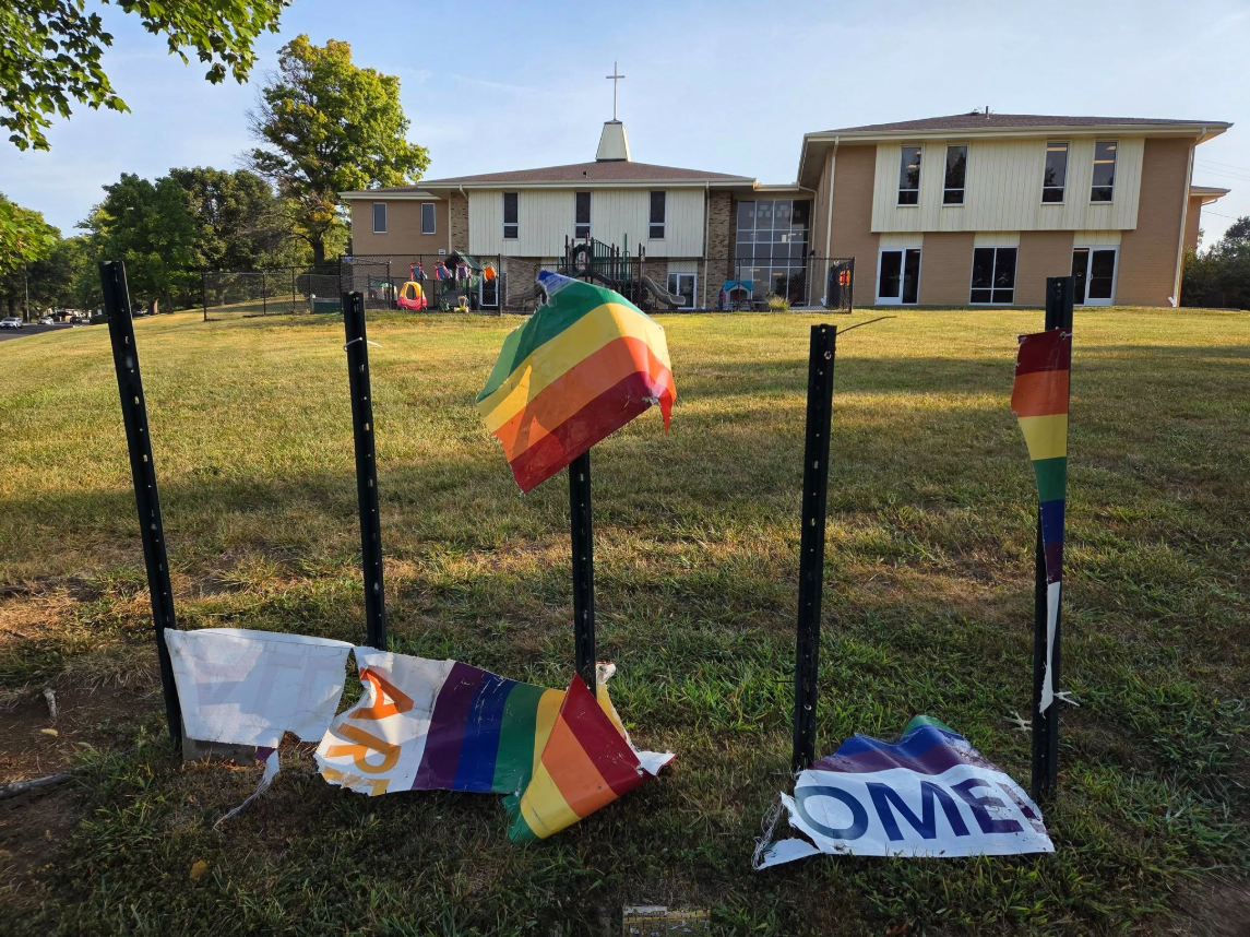 Church banner vandalized
