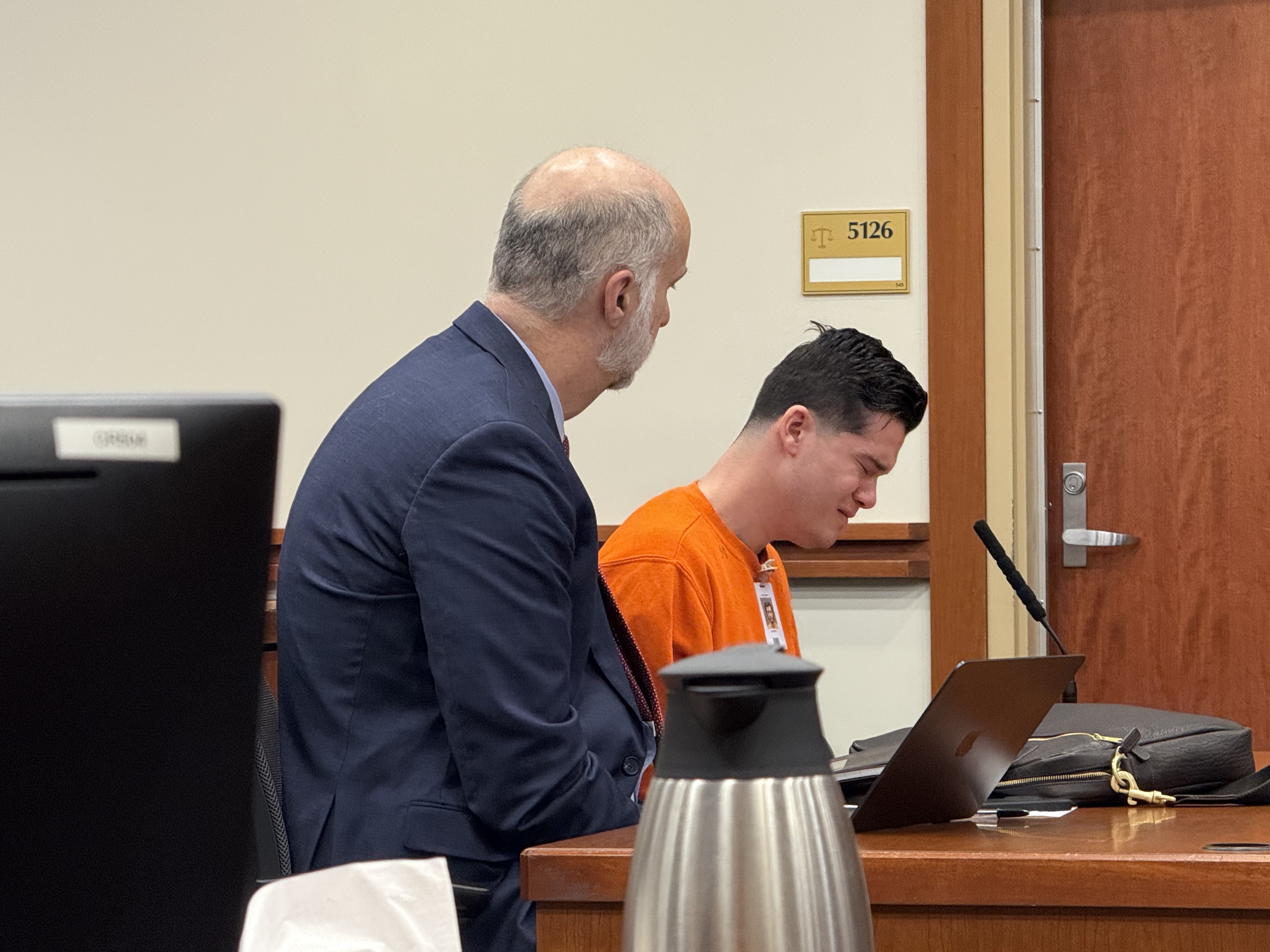 Steen Lamb cries in court