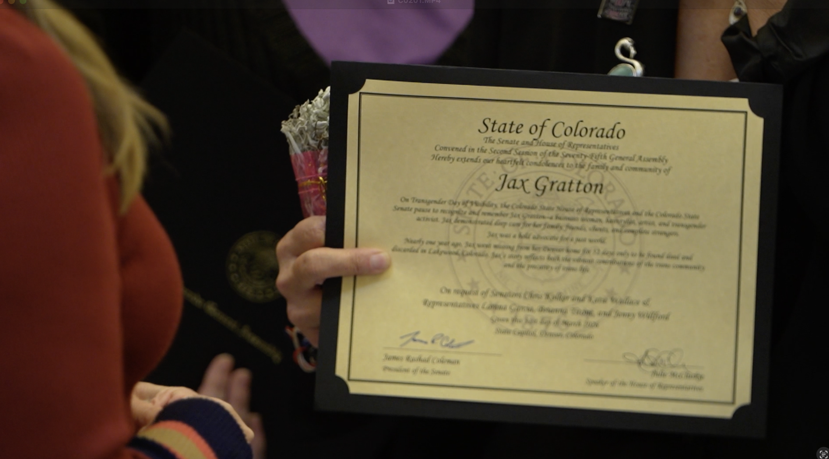 'I was moved to tears': Jax Gratton honored in Colorado State Senate on International Transgender Day Of Visibility