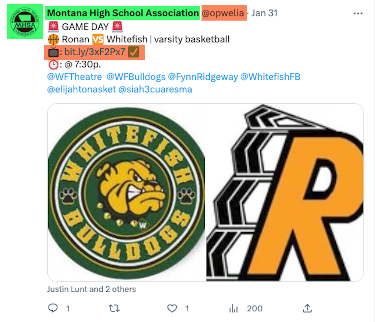 Whitefish-Ronan Stream Scam Tweet