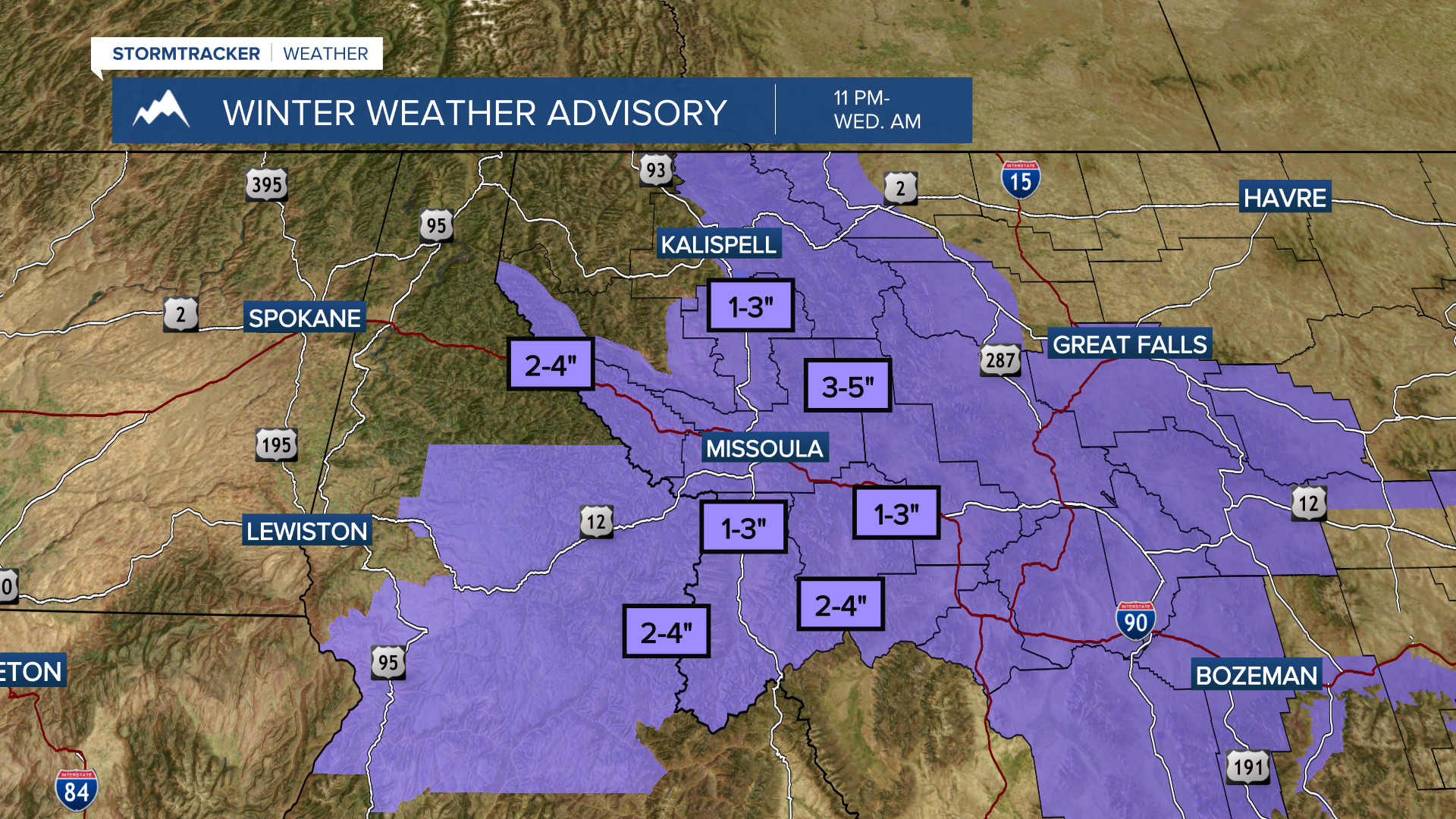 Winter Weather Advisories in effect until Wednesday afternoon