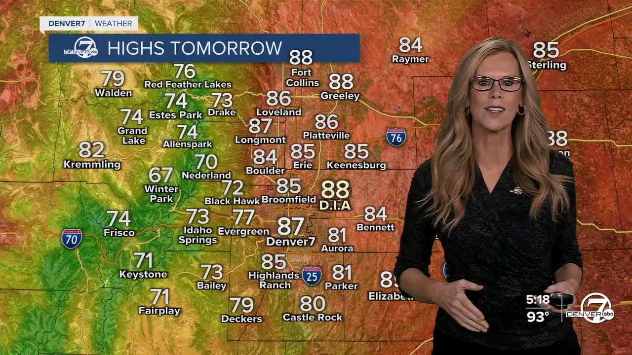 Cooler highs on Tuesday