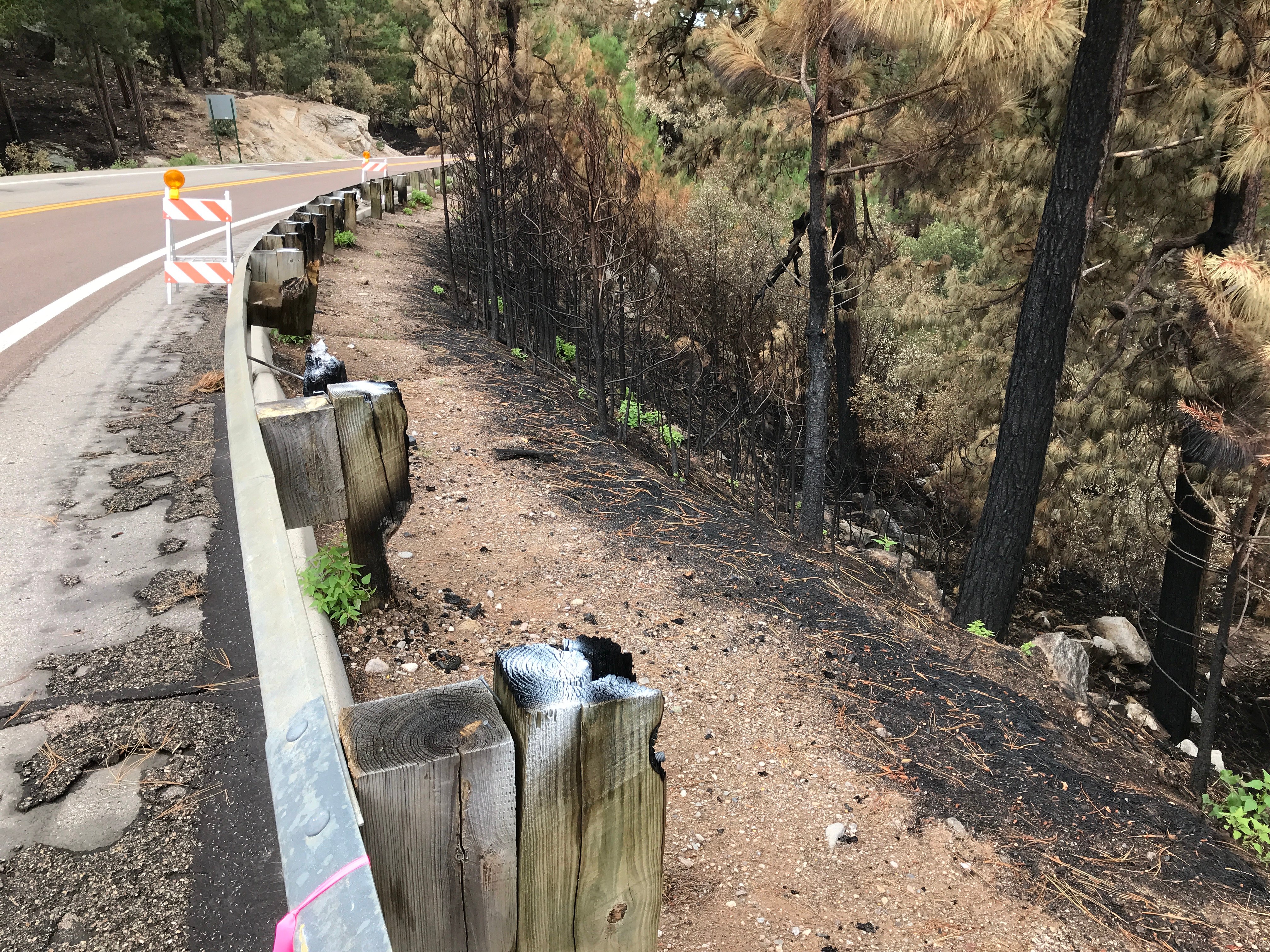 Mt. Lemmon Highway damage from Bighorn Fire