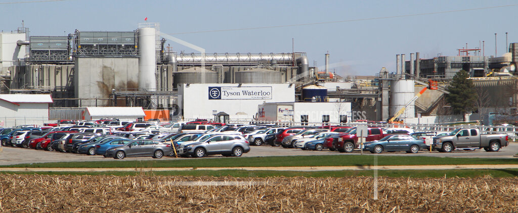 A Tyson Fresh Meats plant stands in Waterloo, Iowa, date not known. On Friday, April 17, 2020, more than a dozen Iowa elected officials asked Tyson to close the pork processing plant because of the spread of the coronavirus among its workforce of nearly 3,000 people. (Jeff Reinitz/The Courier via AP)