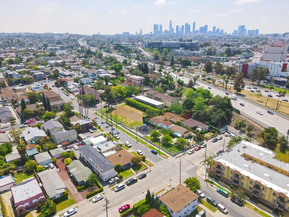 Aerial view of East Hollywood.