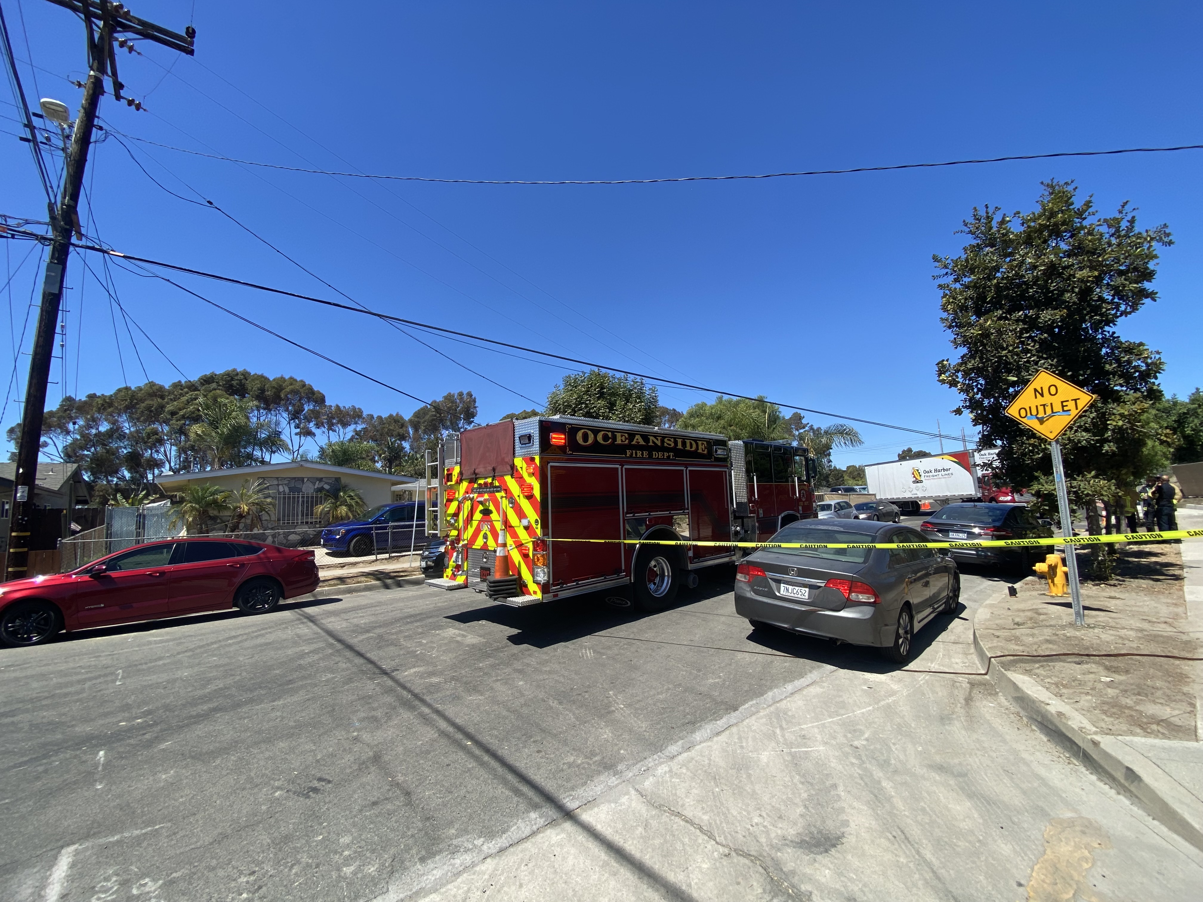 downed power lines at an Oceanside elementary school
