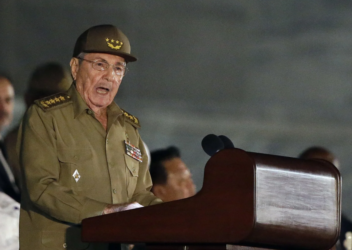 FILE - In the Nov. 29, 2016, file photo, Cuban President Raul Castro speaks during a rally in Havana, Cuba. 