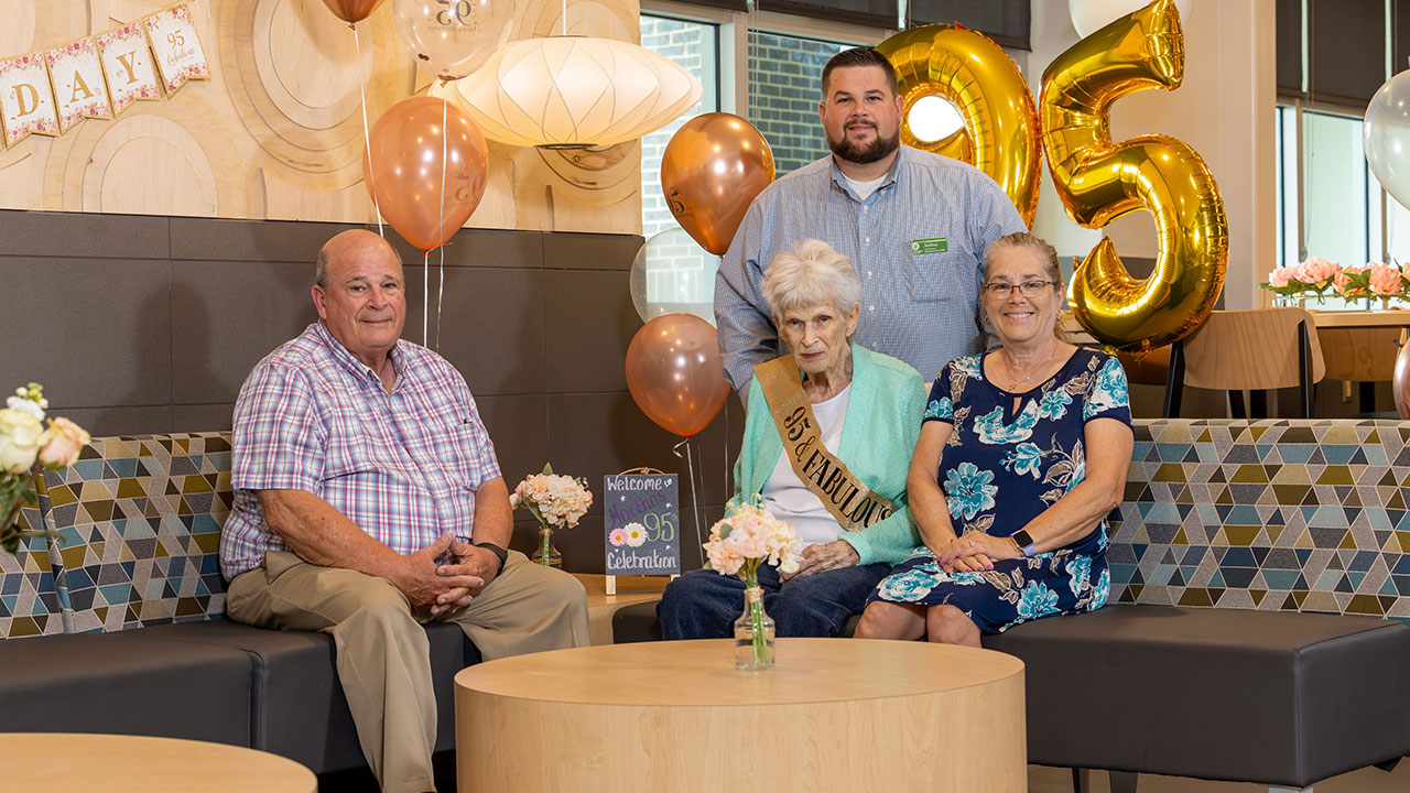A Publix store in Melbourne, Florida, held a birthday celebration for 95-year-old customer Martha Kennon. Also pictured, from left, are her son, Craig Kennon; grandson, Joshua Kennon; and daughter-in-law, Vickie Kennon.
