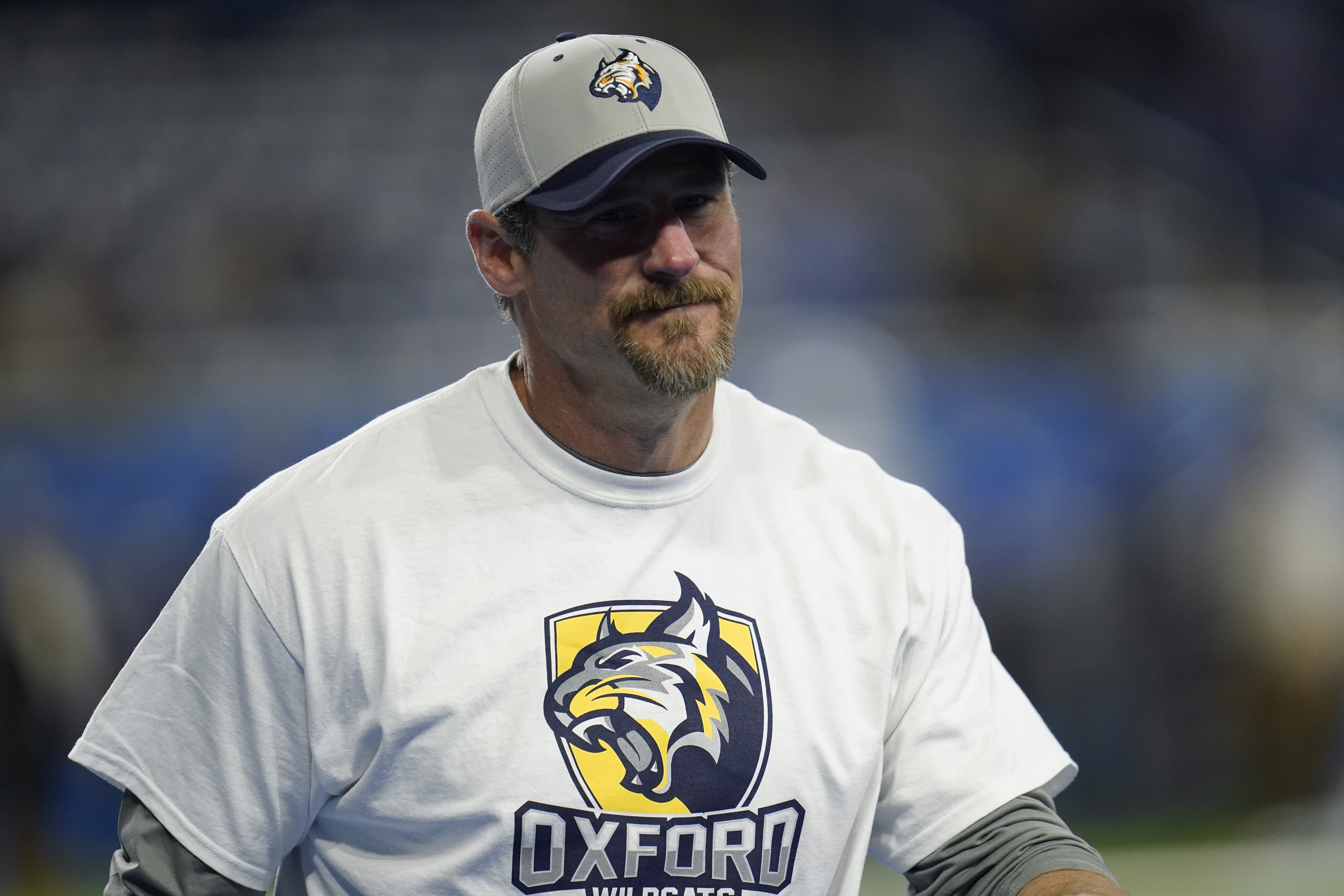FILE Dan Campbell Oxford Tribute Vikings Lions Football