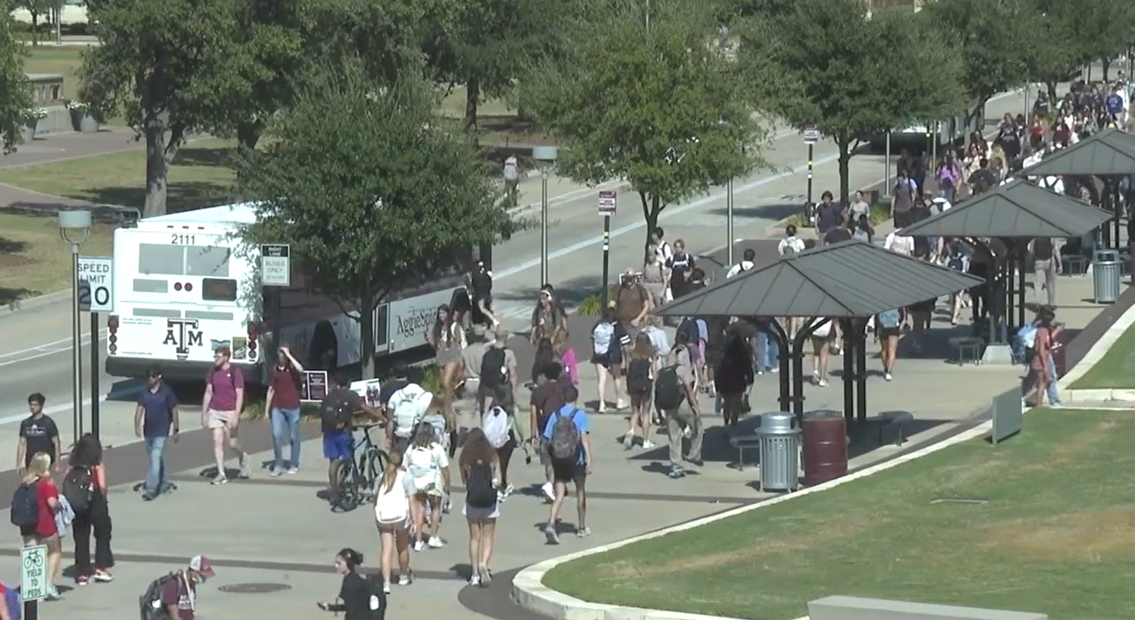 Texas A&M students campus generic bus transportation