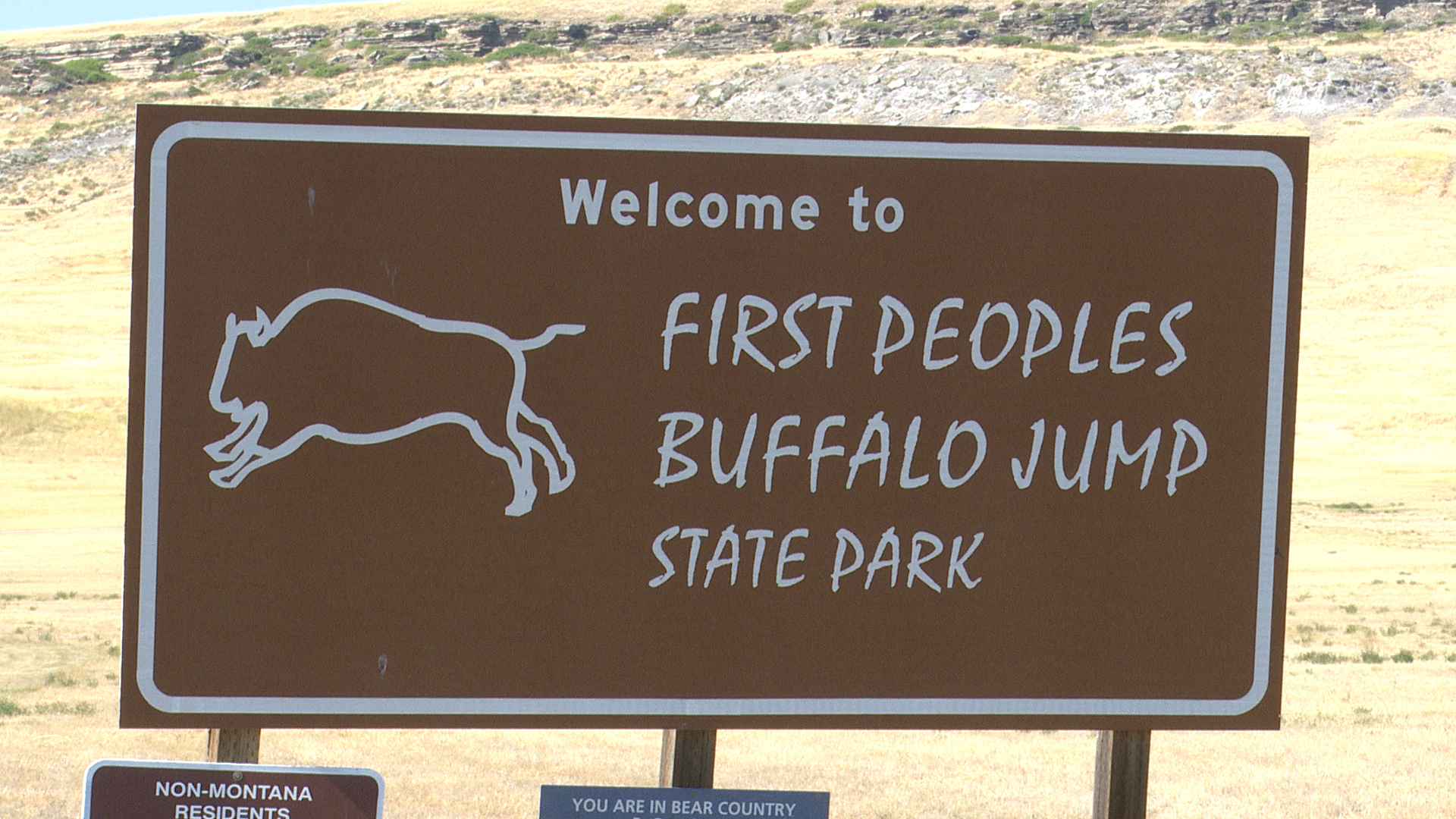 Sign that says Welcome to First Peoples Buffalo Jump State Park