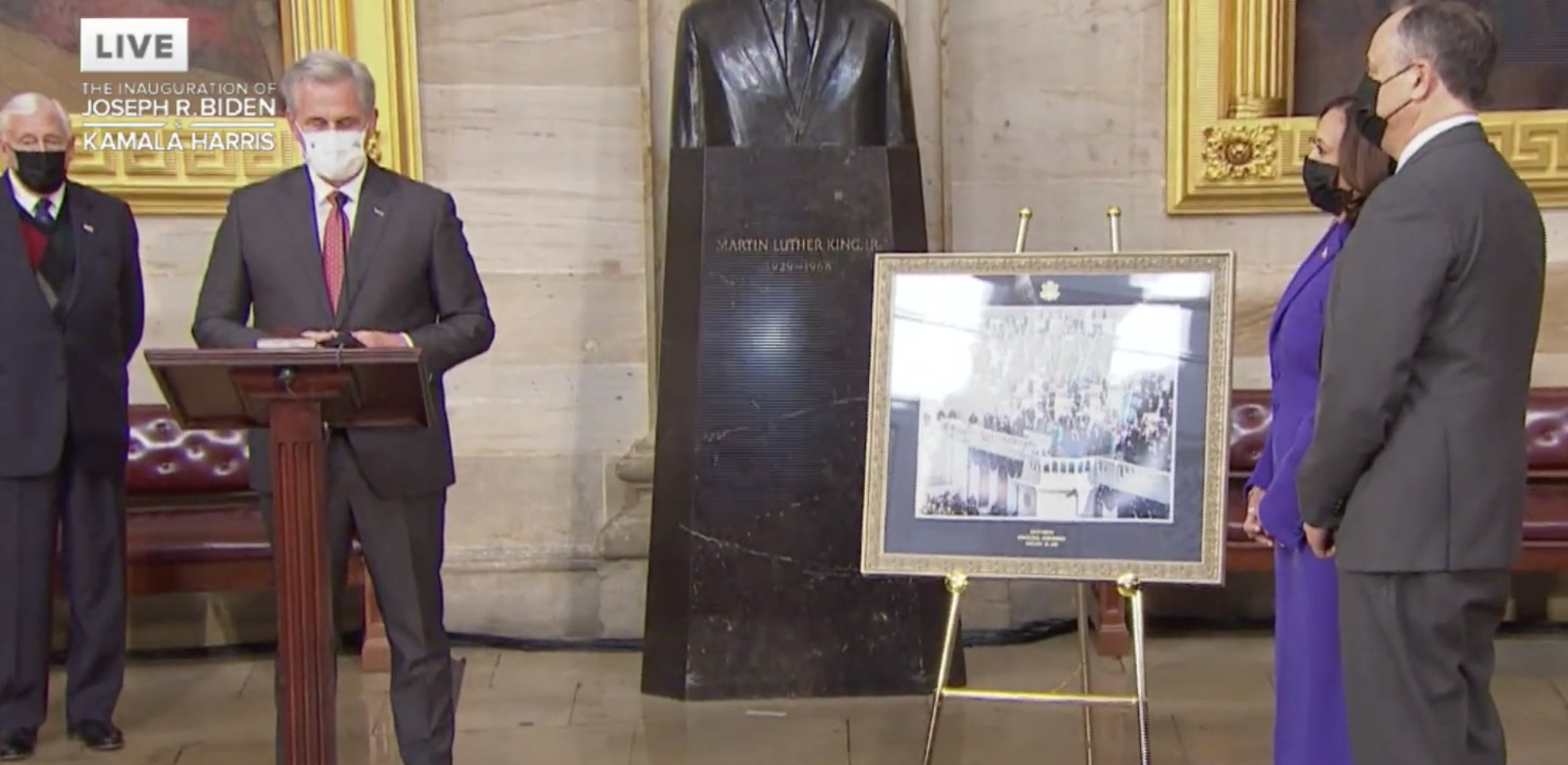McCarthy presents VP Harris with historic photo of inauguration