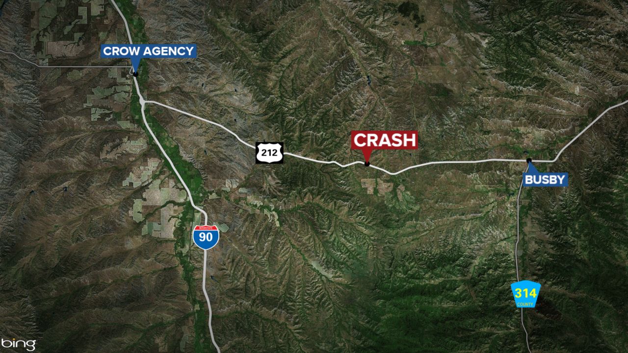 Two people died in a two-vehicle crash in Big Horn County on Sunday, March 20, 2022.