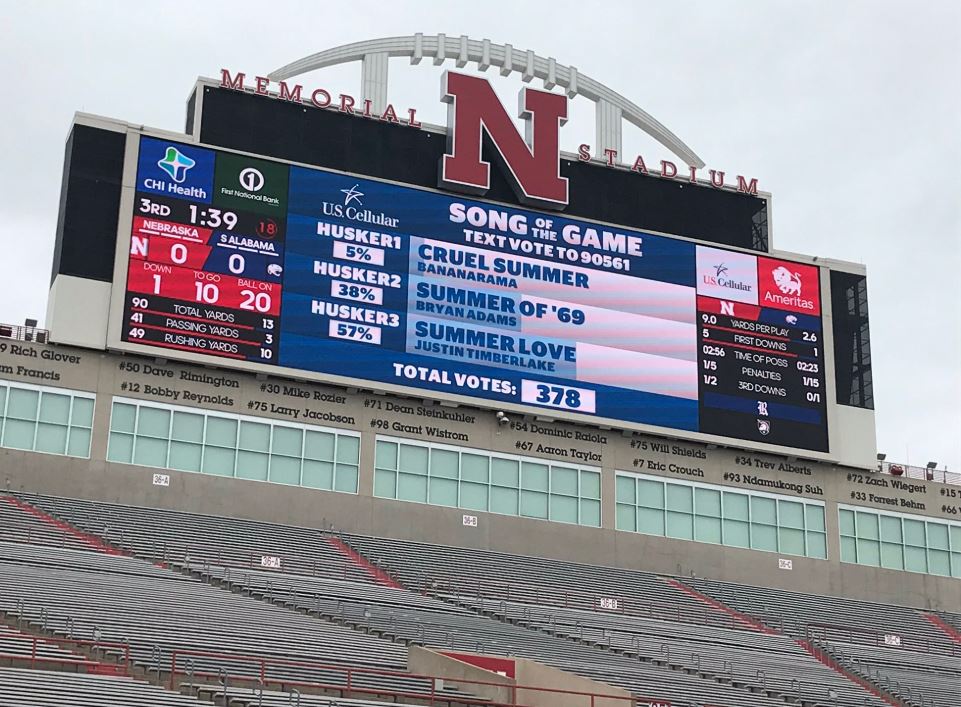 memorial stadium scoreboard huskers nebraska
