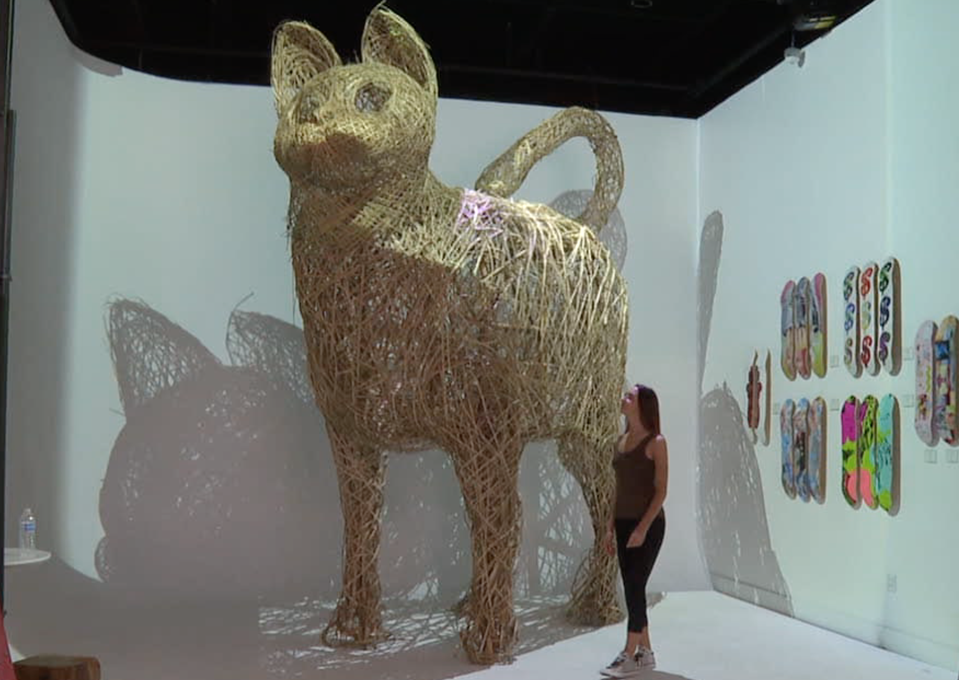 Bamboo cat sculpture