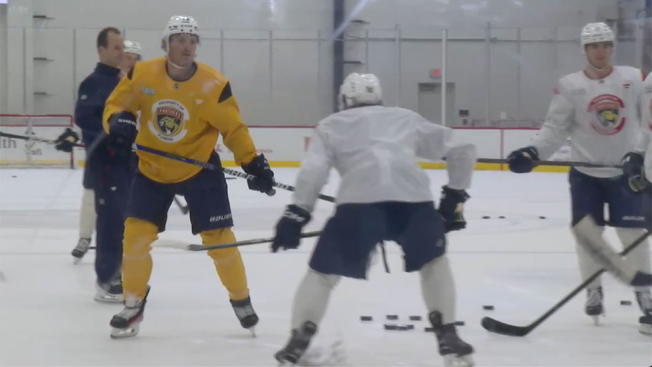 Panthers forward Matthew Tkachuk hit the ice for practice in Fort Lauderdale on Dec. 29, 2025.