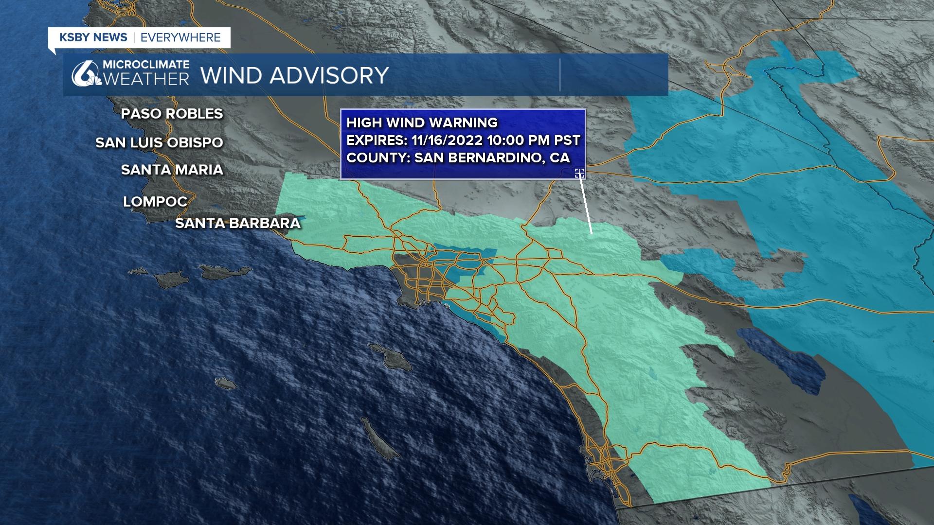 Large scale wind event to our south