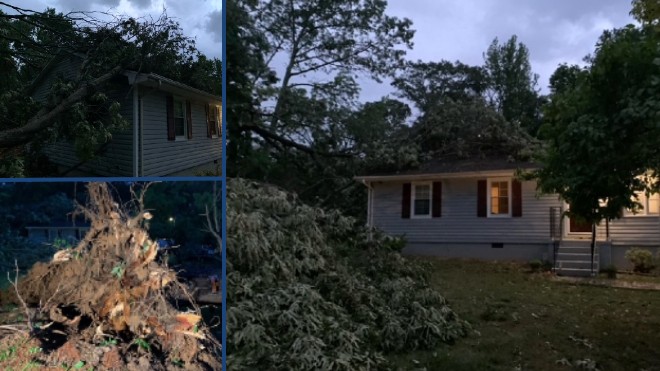 Storm damage in Hanover County, Virginia. 