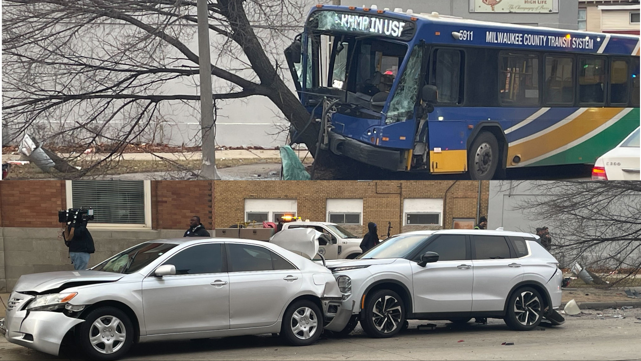 A Milwaukee County Transit System Bus and two other vehicles were involved in a crash near Fond du Lac and Center in Milwaukee on Tuesday morning. 
