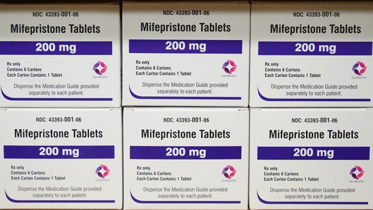 Boxes of the drug mifepristone.