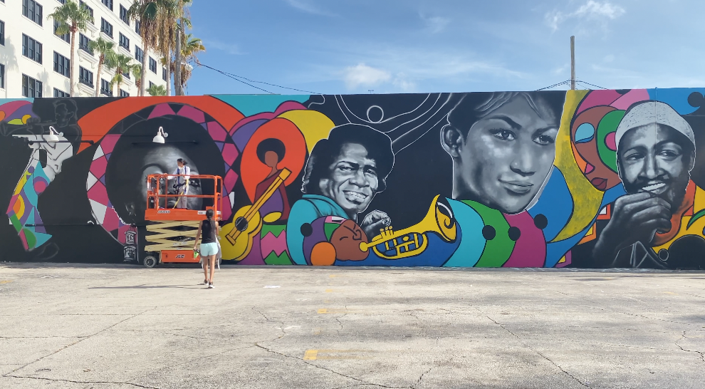 Mural of prominent Black artists in Downtown West Palm Beach 